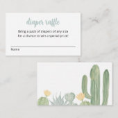 サボテンおむつラッフルカード、フェスタ赤ちゃんシャワー エンクロージャーカード (正面/裏面)