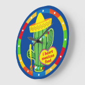 サボテンおもしろいのメキシコ南西部のフードキッチン ラージ壁時計 (傾斜)