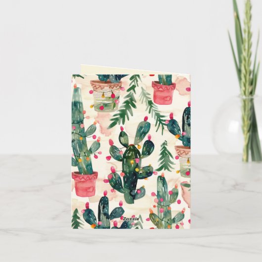 サボテンおもしろいカラフルがクリスマスの挨拶をする カード (裏面)