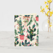 サボテンおもしろいカラフルがクリスマスの挨拶をする カード (黄色い花)