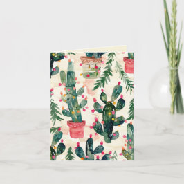 サボテンおもしろいカラフルがクリスマスの挨拶をする カード