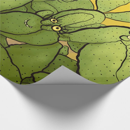 サボテンおもしろいキャラクターキュート多肉性キャラクター ラッピングペーパー (角)