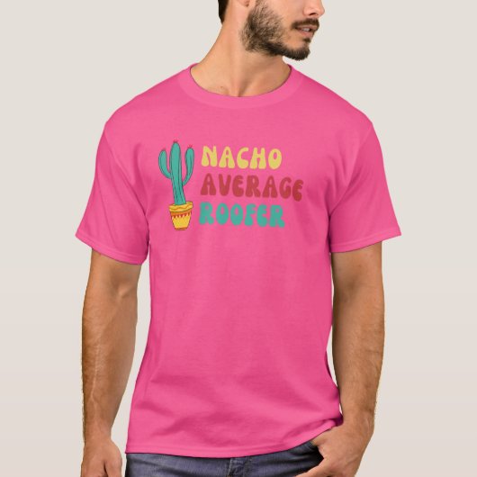 サボテンおもしろいナチョ平均屋根 Tシャツ (正面)