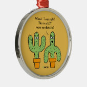 サボテンおもしろいマンガテキサス州アリゾナカクティクリスマス メタルオーナメント (右)