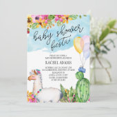 サボテンおよびラマのベビーシャワーのフェスタの招待状 招待状 (スタンド正面)