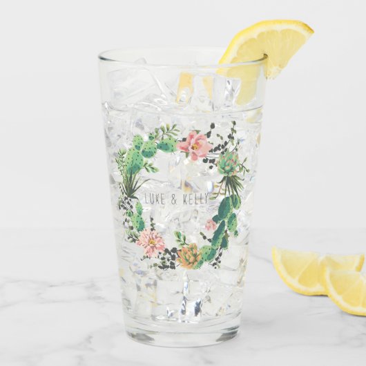 サボテンおよび水気が多い結婚式 タンブラーグラス (アイス裏面)