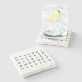 サボテンおよびSucculentsのイラストレーションの大理石の石 ストーンコースター (横)