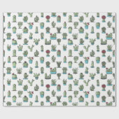 サボテンおよびSucculentsパターン包装紙 ラッピングペーパー (フラット)