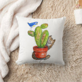 サボテンお洒落とスニーカー猫 クッション (ブランケット)