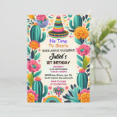 サボテンかわいいウノタコファーストフィエスタ1st誕生日 招待状 (スタンド正面)