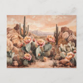 サボテンが咲く砂漠の風景 ポストカード (正面)