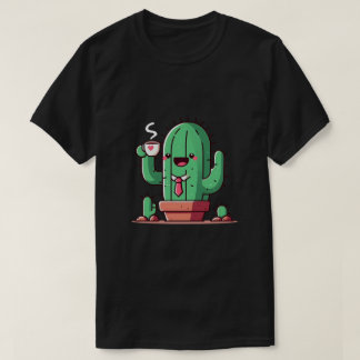 サボテンだってコーヒーを飲む Tシャツ