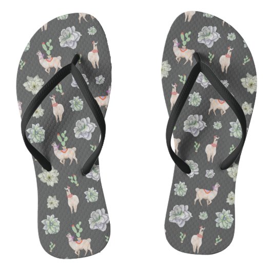 サボテンとアマリリスを含む砂漠のラマ ビーチサンダル (ソール)