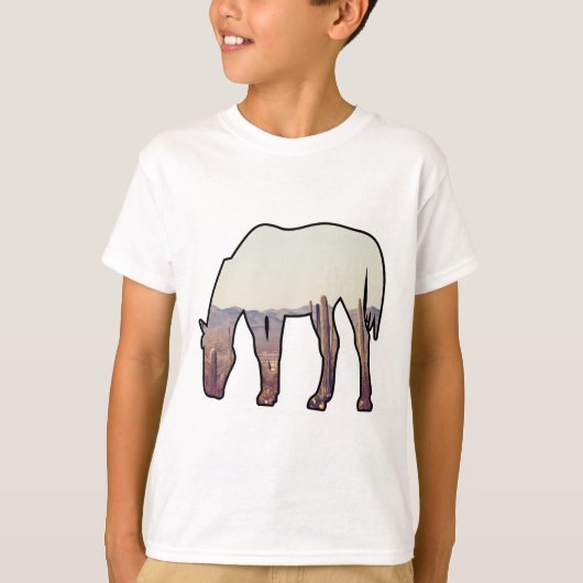サボテンとウエスタンホース Tシャツ (正面)