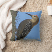 サボテンとウッドペッカー写真デザートサウスウエストバード クッション (ブランケット)