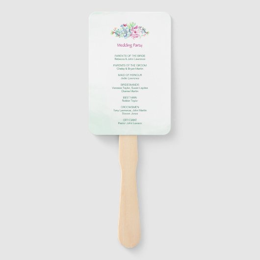 サボテンとサク結婚キュリーの式プログラム ハンドファン (裏面)