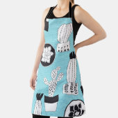 サボテンとスキュルを使った手描きのシームレスな模様 エプロン (インサイチュ)
