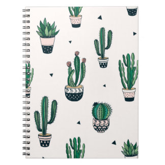 サボテンとスキュールを使用した手描きシームレスパターン ノートブック