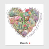 サボテンとハート型の多肉植物の愛好家 シール (シート)