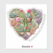 サボテンとハート型の多肉植物の愛好家 シール (シート)