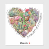 サボテンとハート型の多肉植物の愛好家 シール (シート)