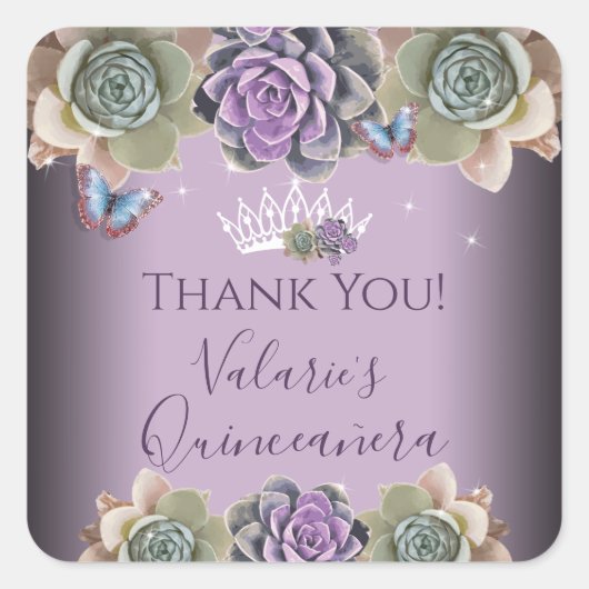 サボテンとバタフライエレガントキンセアニェラスクエアセント スクエアシール (正面)