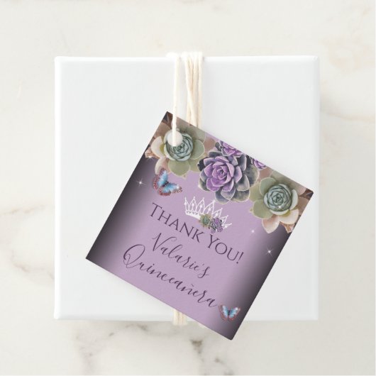 サボテンとバタフライエレガントキンセアニェラメッセージカード フェイバータグ (インサイチュ)