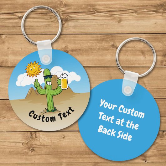 サボテンとビールキーチェーン キーホルダー
