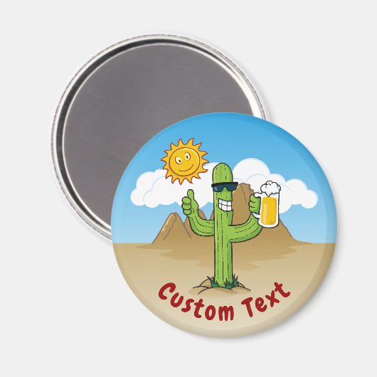 サボテンとビール マグネット (正面/裏面)