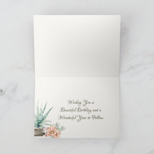 サボテンとフラワーサウスウエスタンデザート誕生日 カード (内部)