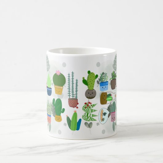 サボテンとフローラアー鮮やかト – 自然インスパイア- コーヒーマグカップ (中央)