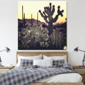 サボテンとヤシの木は調和に共存する。 phot キャンバスプリント (インサイチュ (寝室))