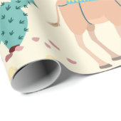 サボテンとラクダの混合パターン ラッピングペーパー (ロールコーナー)