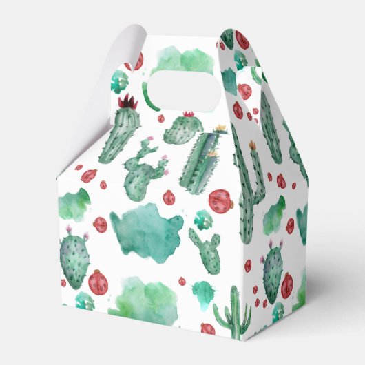 サボテンとラディバグのパターン – 白い背景 フェイバーボックス (正面サイド)
