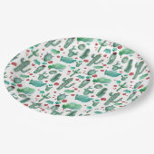 サボテンとラディバグのパターン – ,白い背景 ペーパープレート (アングル)