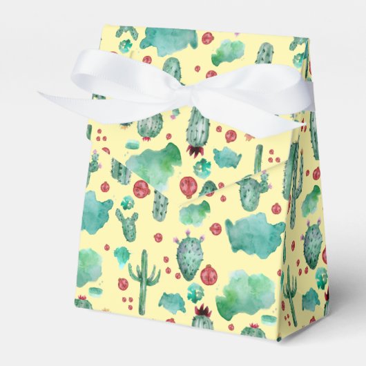 サボテンとラディバグのパターン – 黄色の背景 フェイバーボックス (正面サイド)