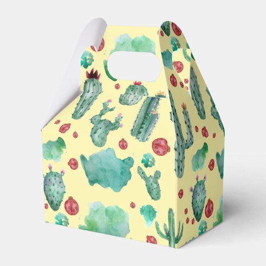 サボテンとラディバグのパターン – 黄色の背景 フェイバーボックス (正面サイド)