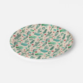 サボテンとラディバグパターン – ベージュ背景 ペーパープレート (アングル)