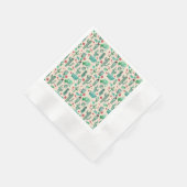 サボテンとラディバグパターン – ベージュ背景 縁ありカクテルナプキン (角)