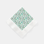 サボテンとラディバグパターン – ライトブルー背景 縁ありカクテルナプキン (角)