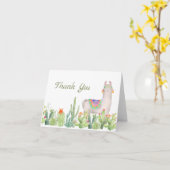 サボテンとラマありがとう カード (黄色い花)