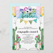 サボテンとラマベビーシャワーフィエスタ招待状 招待状 (正面/裏面)