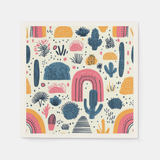 サボテンとレインボウズのボホデザート スタンダードカクテルナプキン