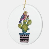 サボテンとレインボーバード セラミックオーナメント (左)