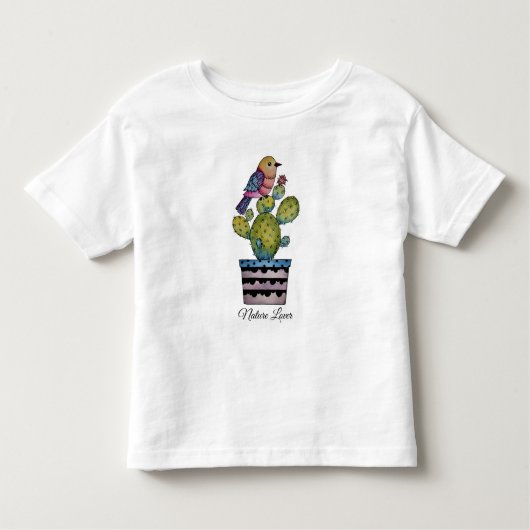 サボテンとレインボーバード トドラーTシャツ (正面)