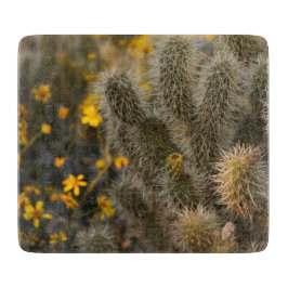 サボテンとワイルドフラワー カッティングボード