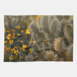 サボテンとワイルドフラワー キッチンタオル