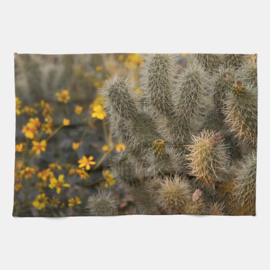 サボテンとワイルドフラワー キッチンタオル (横)