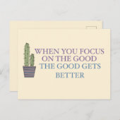 サボテンと前向き引用文 ポストカード (正面/裏面)