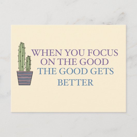 サボテンと前向き引用文 ポストカード (正面)